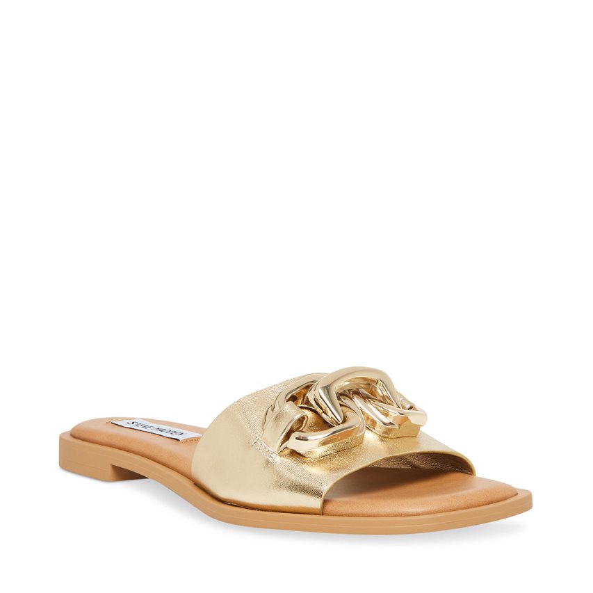 Gold Steve Madden Gene Women's Slides | PH 8350PAV